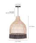 Rattan Pendant Light One Light Handwoven Boho Chandelier With Coastal Wicker Vibe Hanging Ceiling Fixture dimensions view