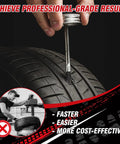 Applying Vulcanizing Cement 8.5Oz All Purpose Tire Repair Glue With Brush Fast Dry Rubber Cement on a car tire puncture