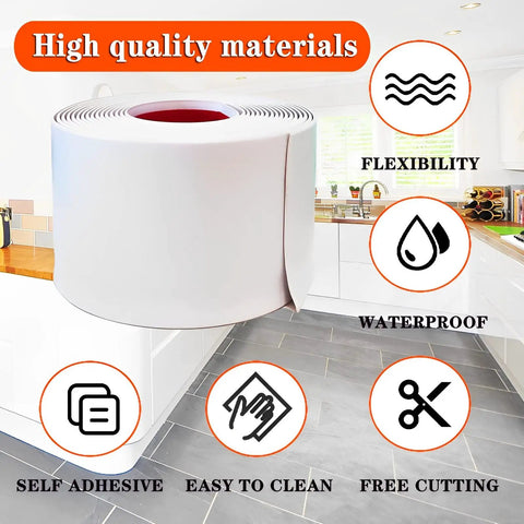 4 Inch Peel And Stick Vinyl Baseboard Trim 20 Ft Roll Flexible Waterproof Rubber Molding Kitchen