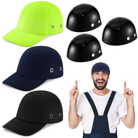 Three Piece Bump Cap Baseball Hat Style Hard Hat Helmet Safety Cap Breathable Lightweight For Men And Women All Day Comfort