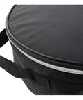 Close-up of Regulator And Octopus Dive Bag Grab And Go Black Case For Scuba Gear with zipper and handle, black polyester material
