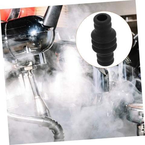 Heat Resistant Steam Wand Guard Sleeve for Espresso Machines in use, showing black silicone sleeve protecting metal wand.