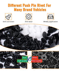 110Pcs Car Retainer Clips Kit With 6 Sizes And Storage Box, Hassle Free Auto Door Trim Panel Clips, black and white rivets