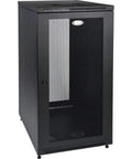 Heavy Duty 24U Server Rack Cabinet With Mid Depth 32.5 Inches For Pro Network Gear features a sleek black finish with mesh door.