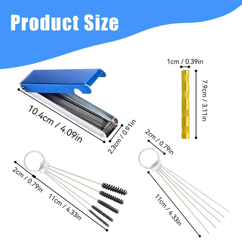 Carburetor Cleaning Kit With Torch Tip Cleaner 13 Cleaning Lines 5 Cleaning Needles 5 Nylon Brushes product size diagram