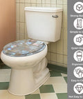Round Resin Toilet Seat for Bathroom installed on a white toilet, showcasing its modern design in a bathroom setting.