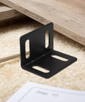 Beefy Right Angle Shelf Brackets Set Of 10 Heavy Duty Metal Corner Braces 2.0mm Thick Black Finish on carpet