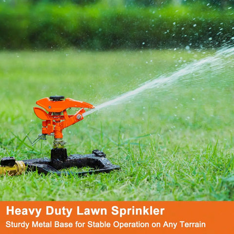Heavy Duty Pulsating Impact Sprinkler For Yard, 360 Degree Rotating Lawn Sprinkler With All Metal Base in use