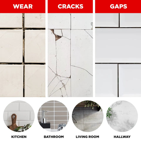 White Tile Grout Repair XL Odorless Fast Drying Grout Filler For Bathroom And Kitchen Restores Cracks Gaps Lines Image