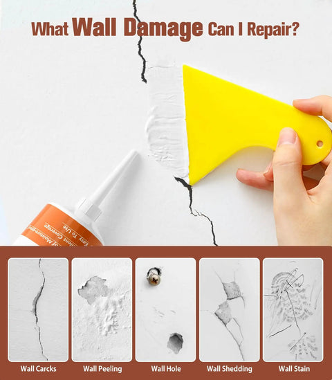Two Pack Wall Patch Repair Kit For Quick Hole And Crack Fix, Complete Drywall Repair Paste Set With 100g Each and tools shown