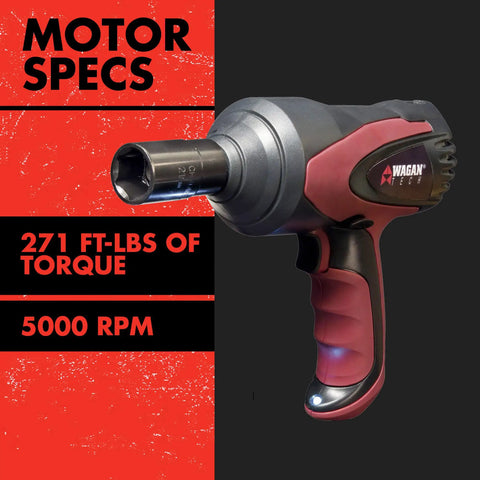 12V Mighty Impact Wrench Kit With One Half Inch Drive 271 Ft Lbs Torque High Speed 5000 RPM Electric Impact Wrench