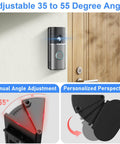 Adjustable Doorbell Angle Mount 35 To 55 Degrees For Wired Doorbell Pro Or Pro Plus Camera Mount Wedge Kit installed on a door.