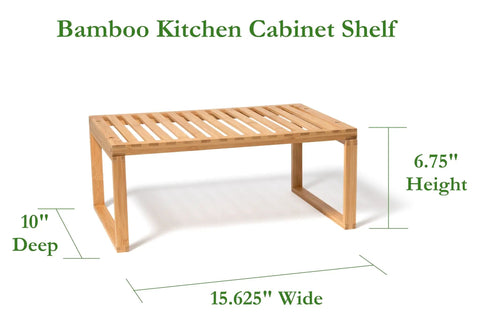 Bamboo Kitchen Cabinet Shelf Organizer for Pantry, Countertop, and Bathroom Space Saver Stackable Shelf with Slatted Top