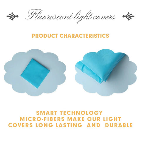 4 Pack Fluorescent Light Covers 4 By 2 Feet Magnetic Attachments Tranquil Blue Easy Install Fabric Material Displayed