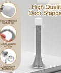 12 Pack Silver Door Stoppers With Heavy Duty Steel And Rubber Bumpers For Home, Office And Bathroom, Quiet Wall Protectors