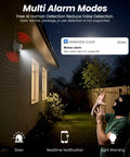 2K Wireless Outdoor Security Camera System with Solar Panel and Battery Power installed on house at night, detecting motion