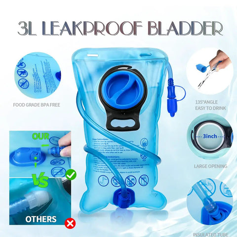 Glow In The Dark Hydration Pack With 3L Water Bladder, Lightweight Insulated Backpack For Raves, Festivals, Hiking And Biking