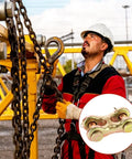 Worker using Heavy Duty 6 Pack 3/8 Inch G70 Alloy Steel Safety Chain Repair Links Forged Twin Clevis Connector with chains.