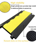 5 Channel Rubber Cable Protector Ramp With Flip Open Top Cover Heavy Duty 18000 Lbs Capacity Traffic Speed Bump for driveways shown.