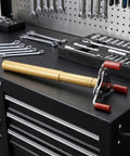 Slick Grip Smoke Sensor Removal Tool For High Ceilings Makes Replacement Dead Simple With Tough Aluminum Alloy Build on workbench with tools.