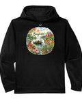 Dope Bangladesh Rickshaw Graphic Performance Hoodie For Chill Summer Travels, black fleece pullover with colorful graphic.