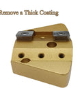 Bang For Your Buck Tungsten Carbide Scraper Set With Trapezoid Edged Blades. Gold scraper blade for coating removal on concrete.