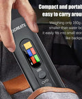 Portable Handheld Spot Welder With 2 In 1 Welding Pen Ultra Lightweight 155g in person's hand showing screen and buttons.