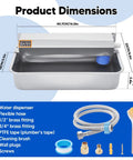 Top Tier Automatic Dog Water Dispenser 6 Liter Gravity Feeder dimensions with stainless steel bowl and accessory layout.