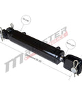 Built Tough Double Acting Hydraulic Cylinder With Clevis Ends For Farm Equipment 2.5 Inch Bore And 10 Inch Stroke At 2500 PSI Tie Rod Alternative Welded Universal Cylinder black cylinder with clevis ends, 2.5" bore, 1.125" rod
