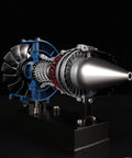 Ultra Realistic Mini Metal Turbofan Engine Model Kit That Actually Runs, 1:20 scale, side angle showing engine components