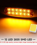 10 Pack Amber LED Side Marker Lights With Clear Lenses 2 Wire Plug 12V DC Waterproof Fender Lamps lit up in dark setting