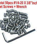 Fifty Piece Set Screws One Quarter Twenty Threads By Three Eighths Inch 304 Stainless Steel Allen Head Hex Socket Set Screws With One Eighth Inch Allen Wrench