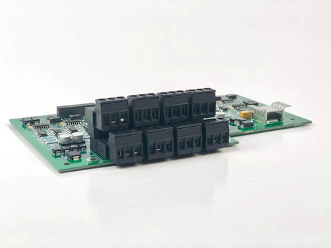 Heavy Duty Digital Voice Command Analog Output Interface Module For Commercial Fire Alarm Control Panels featuring clear connectors.