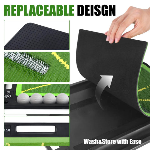 Indoor Outdoor Golf Practice Mat Top Notch Swing Training Analyzing Swing Path And Ball Impact Replaceable Mats Detail Image