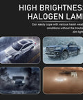 High brightness halogen lamp for harsh weather conditions showcasing cars in various terrains.