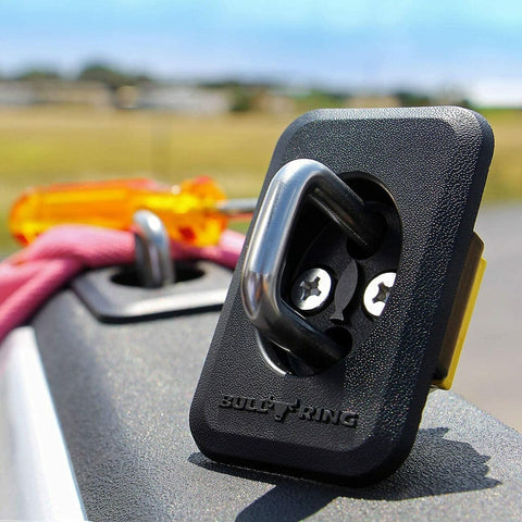 Retractable Truck Bed Tie Down Anchors 2-Pack With Raised Fit OE Texture Top Rail Mount on Ford F-150, close view
