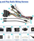 44Pin Android Car Stereo Wiring Harness Kit For Chevrolet Malibu Trax Cruze Aveo Orlando 2012 2016 16Pin ISO Connector With Factory USB Adapter Antenna Cable No Canbus AMP Function, with labeled connectors including ISO, USB, and Antenna.