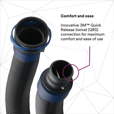 Close-up of BT-30 Length Adjusting Breathing Vinyl Tube For PAPR With Quick Release Swivel connection detail.