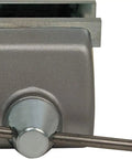 Front view of Low Profile Vise Head with Beefy Steel Jaws and Tilt Turn Rotate Tech, 7.75 inch length, workholding tool for metalworking.