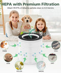 3 Stage HEPA And Activated Carbon Replacement Filter For VK6067B Air Purifier, two kids and dog in living room, air quality elements