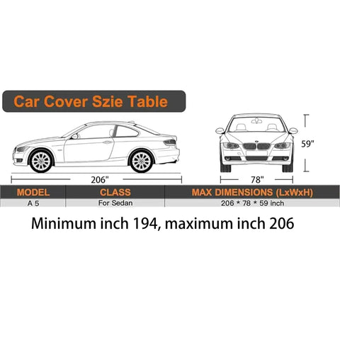 Waterproof Car Cover For All Weather Snowproof UV Protection Windproof Outdoor Full Car Cover For Sedan Fits 194 To 206 Inches