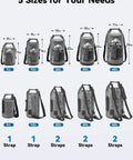 Five sizes of Waterproof Dry Bag 10L Roll Top Unisex Grab and Go Outdoor Gear for Travel Beach Boating Kayaking Paddle Boarding with straps visible.
