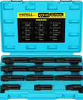 All In One Spline Lug Nut Socket Set 12 Piece With Wheel Lock Keys Universal 5 6 7 10 And 12 Spline Locking Master Keys CrMo Alloy