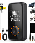 Cordless Tire Inflator With 150 PSI Capacity, 3X Faster Air Pump, Digital Gauge, Auto Off, LED Light, Portable Air Compressor for cars, motorcycles, bikes