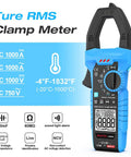 Pro Grade Inrush Clamp Meter Multimeter 1000A True RMS 6000 Counts AC DC Current And Voltage Tester With VFD LOZ Mode