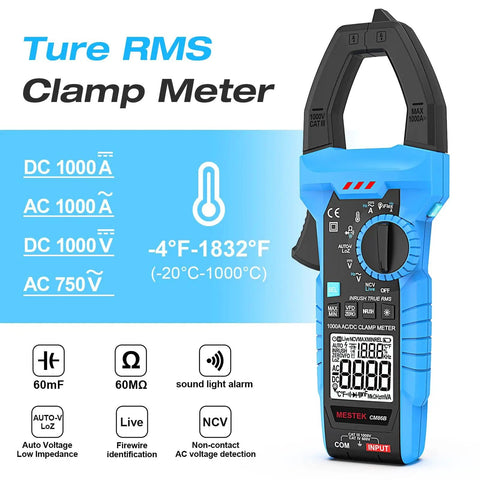 Pro Grade Inrush Clamp Meter Multimeter 1000A True RMS 6000 Counts AC DC Current And Voltage Tester With VFD LOZ Mode