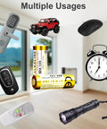 Top-Shelf 23A 12V Alkaline Batteries 5-Pack MN21 in use with keyfob, flashlight, alarm clock and toys.