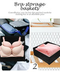 Hella Durable Non Woven Underwear Drawer Organizer Unit With Multiple Divided Compartments To Keep Your Socks Locked Tight And Maintain A Spotless Home Storage Setup On The Regular, shown with bras in black organizer.