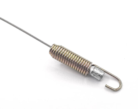 Close-up of Replacement Clutch Cable 17 Inch For 6 HP Rear Tine Tiller with metallic spring hook end