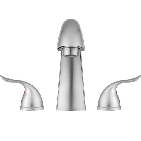 Treviso Widespread Roman Tub Faucet in Brushed Satin Nickel with winged two-lever handles, frontal view.